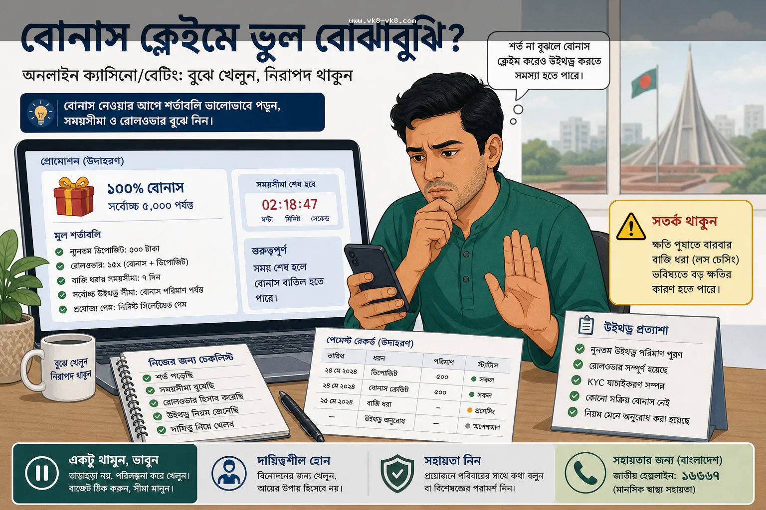 VK8 bonus claim and withdrawal expectation risk checklist