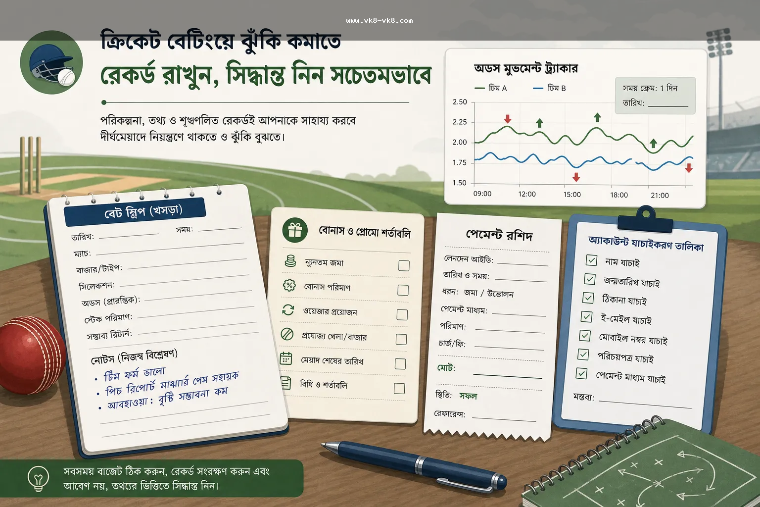 VK8 cricket bet slip odds and payment risk checklist for Bangladesh users