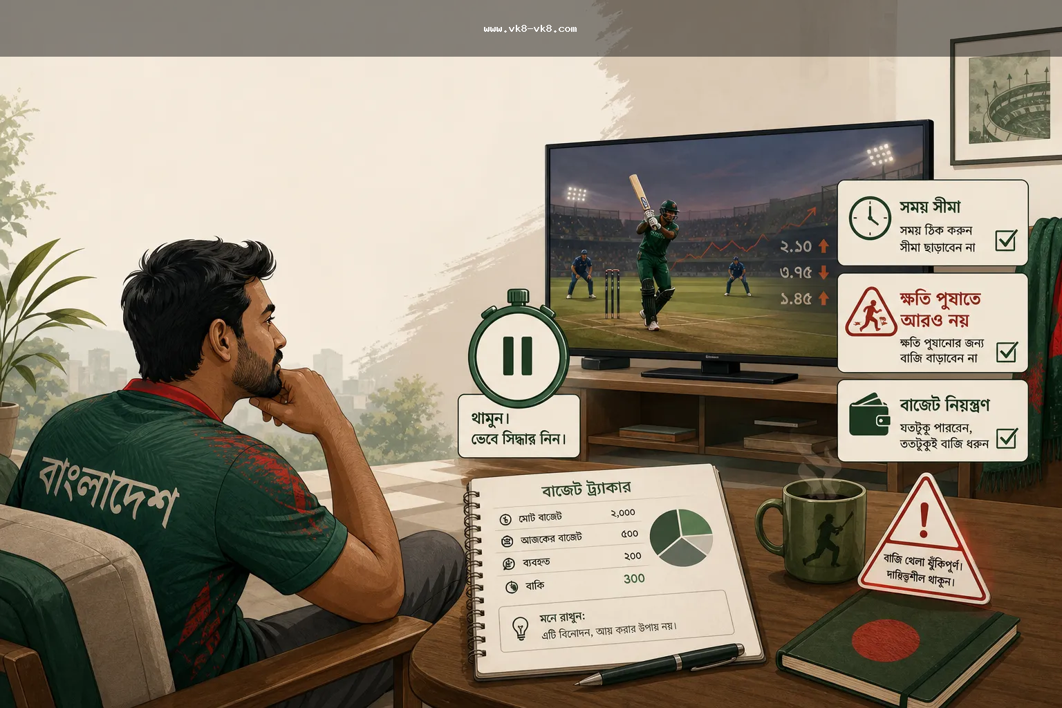VK8 sports betting budget time limit and loss chase pause checklist