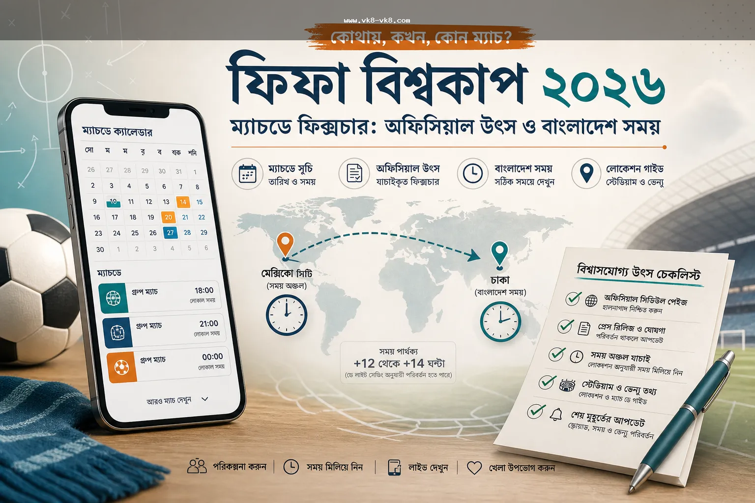 World Cup 2026 fixture source and Bangladesh time checklist for VK8 readers